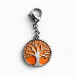 Charm – Arbre de Vie Argenté et Orange