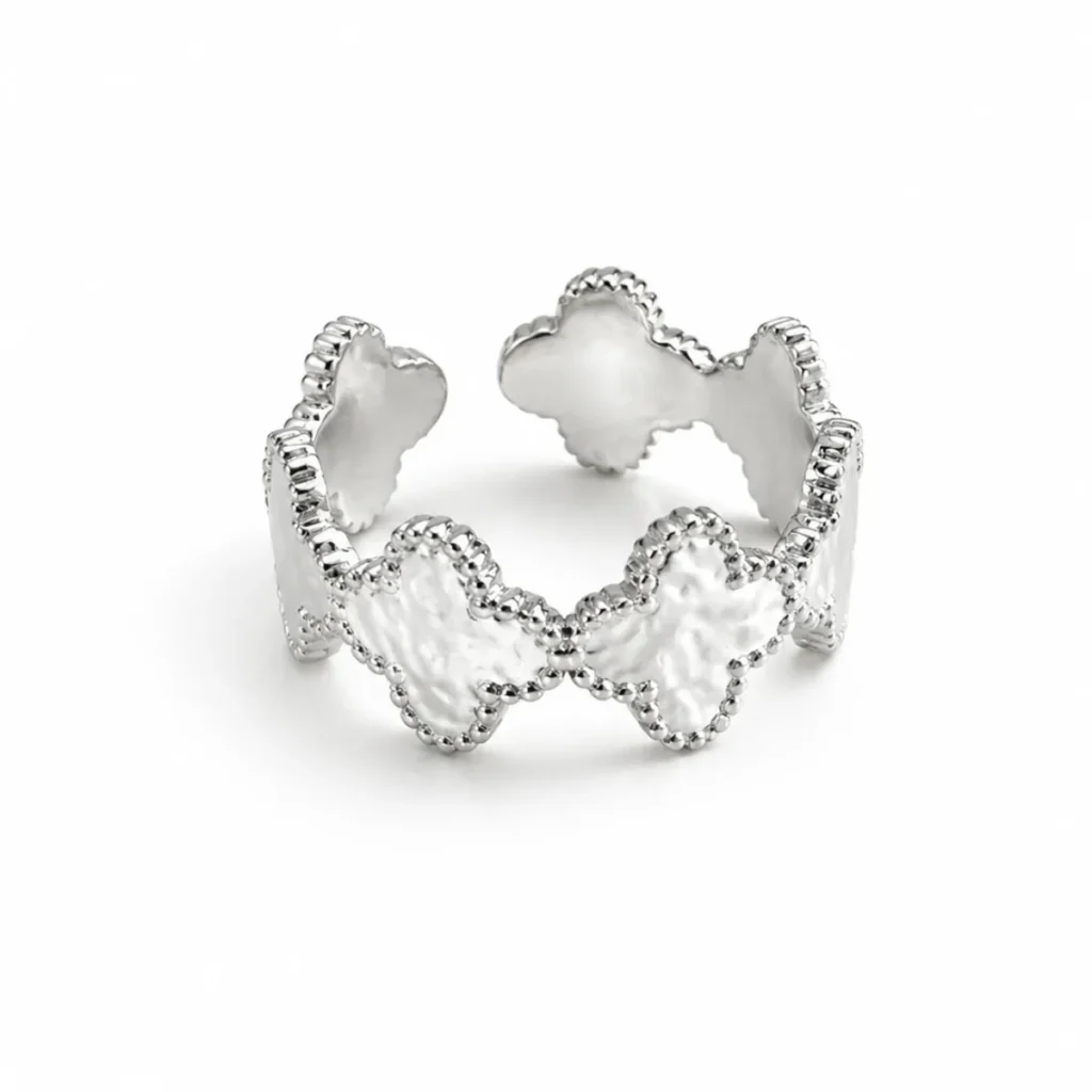 Bague Trèfles argentée