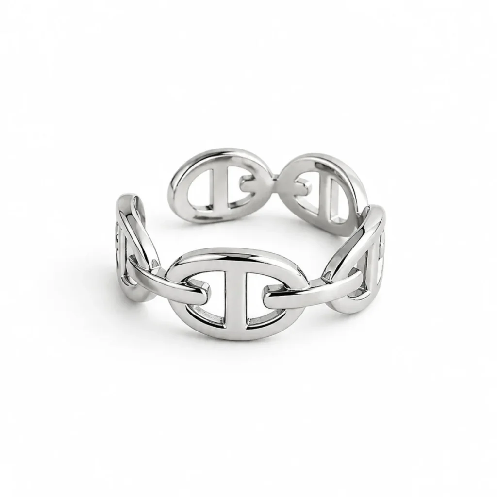 Bague Maille Marine Large Argentée