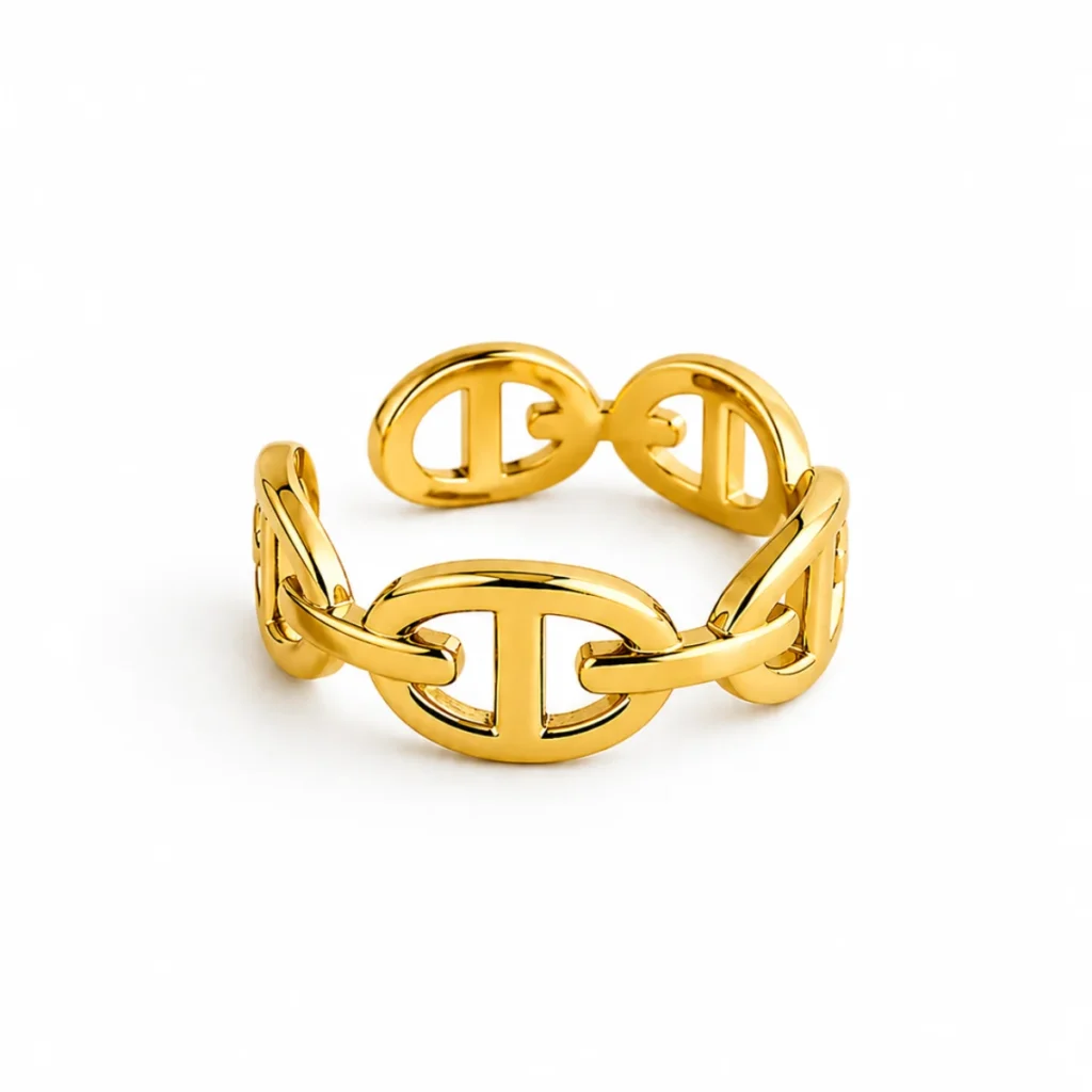 Bague Maille Marine Large Dorée