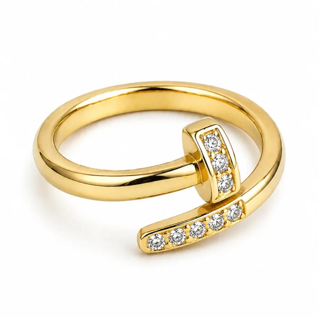 Bague Clou Strass Dorée