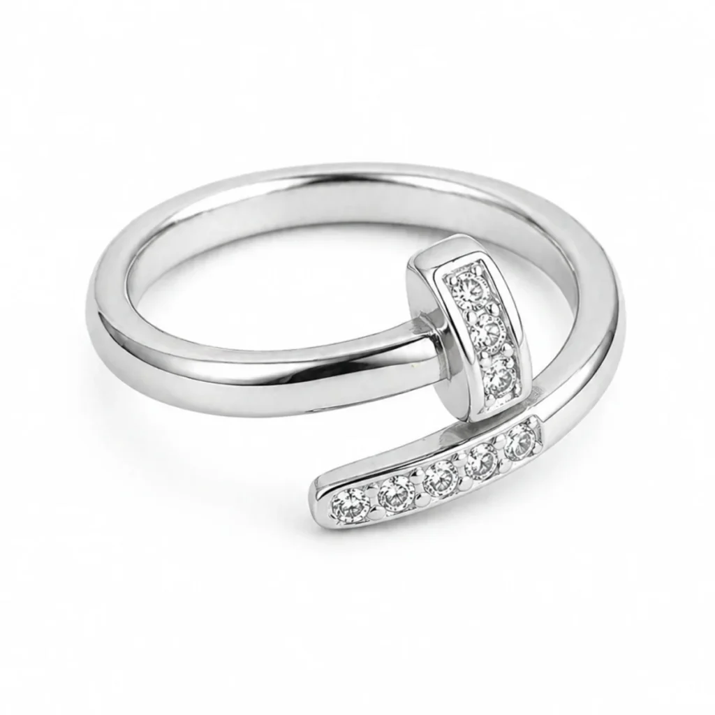 Bague Clou Strass Argentée
