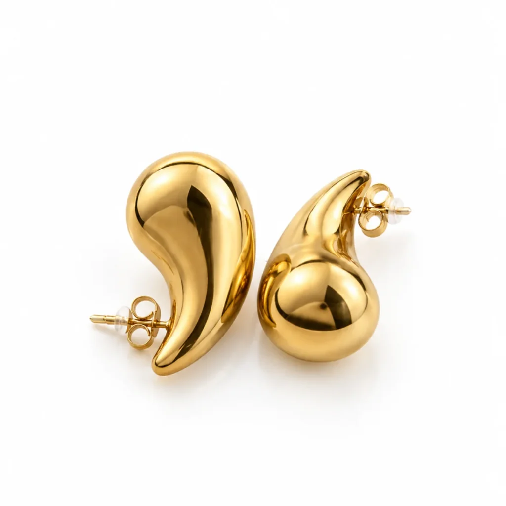 Boucles d'Oreilles Goutte Chunky Dorées Grandes