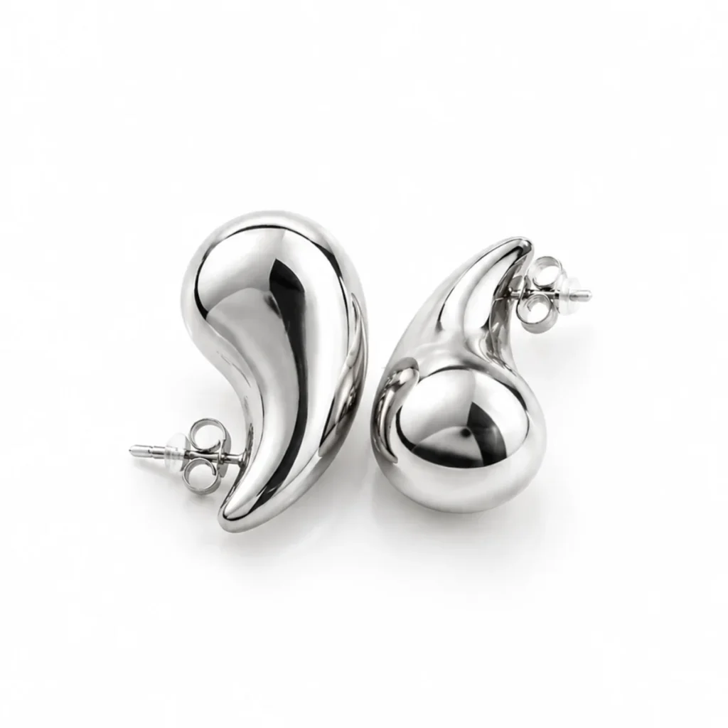 Boucles d'Oreilles Goutte Chunky Argentées Grandes