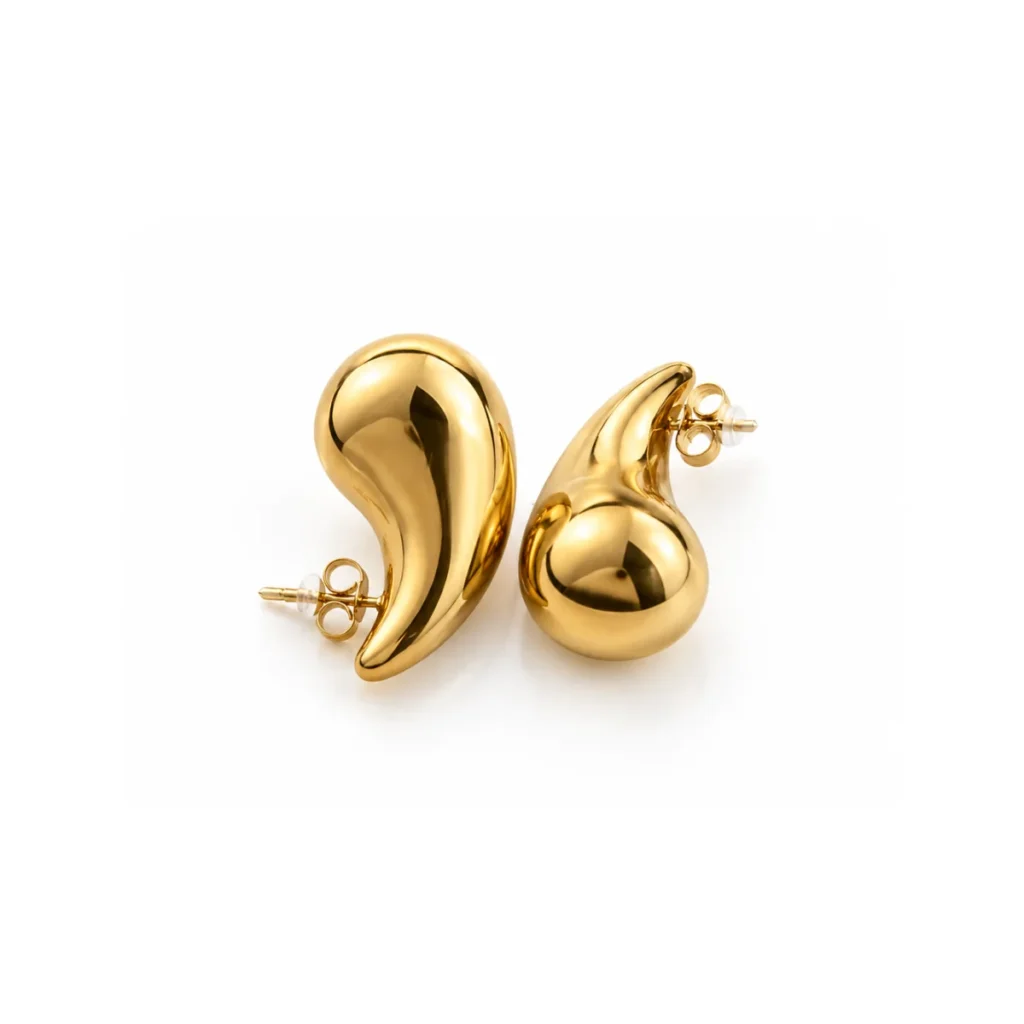 Boucles d'Oreilles Goutte Chunky Dorées Moyennes