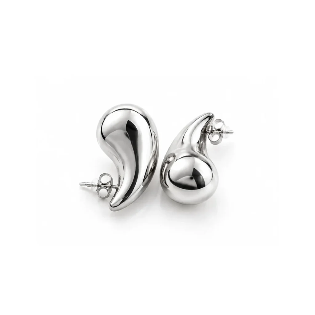 Boucles d'Oreilles Goutte Chunky Argentées Moyennes