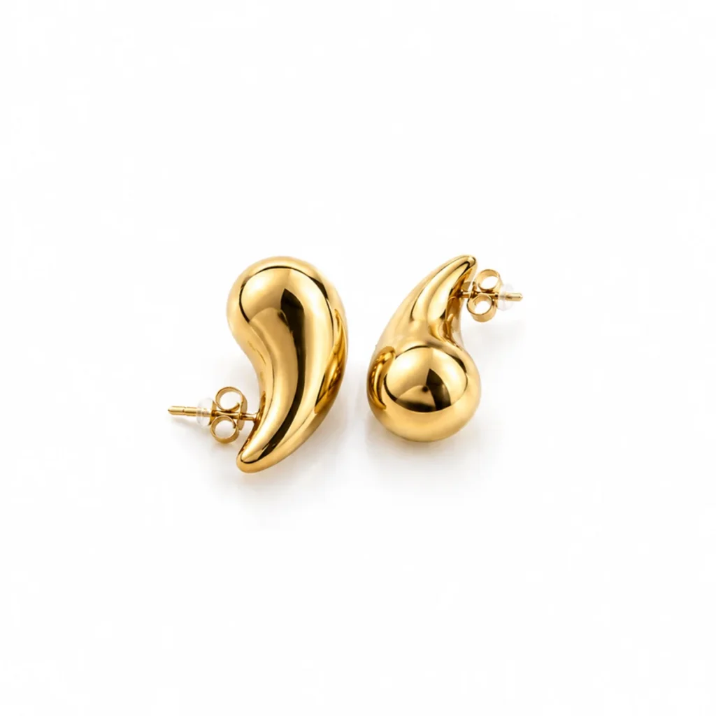 Boucles d'Oreilles Goutte Chunky Dorées Petites
