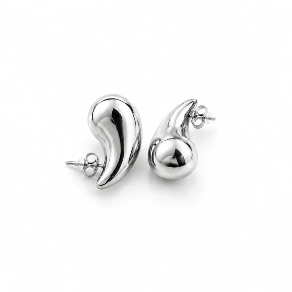Boucles d'Oreilles Goutte Chunky Argentées Petites