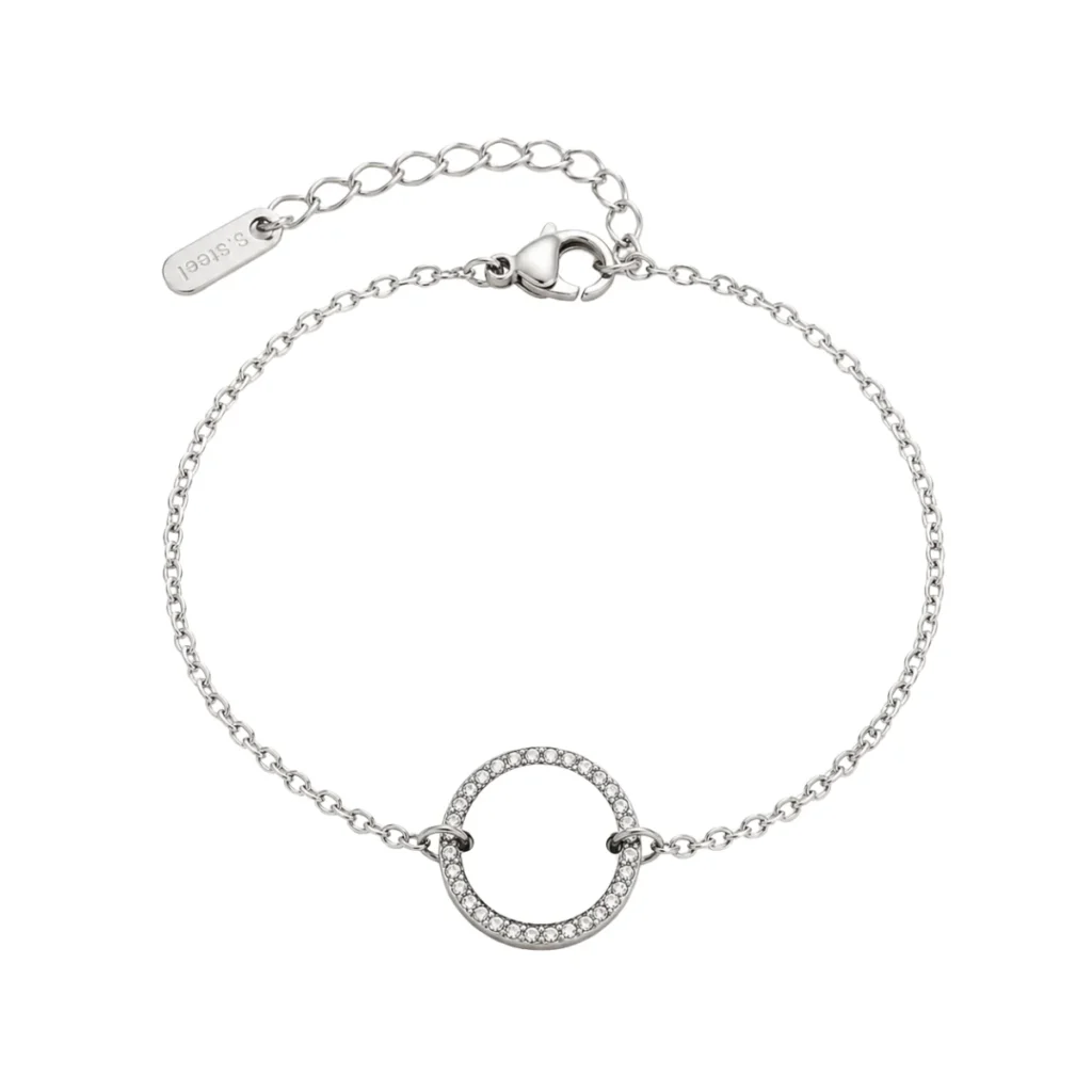 Chaîne Fine & Pastille Strass à Graver – argenté