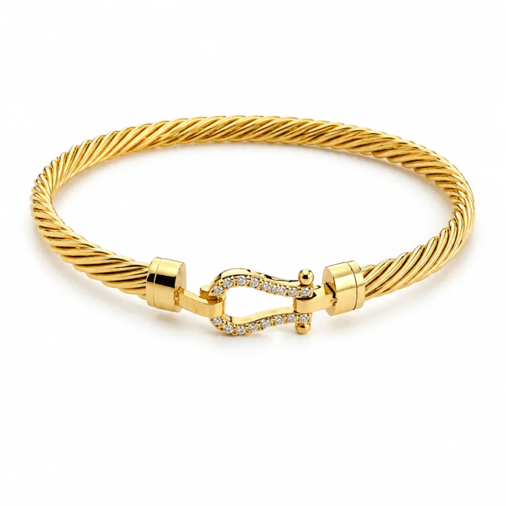 Torsadé Fermoir Manille Strass – Doré