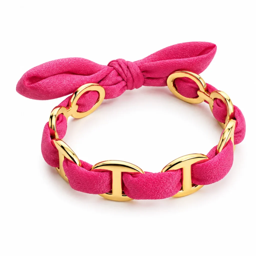 Maille Marine Ruban Fuchsia – Doré