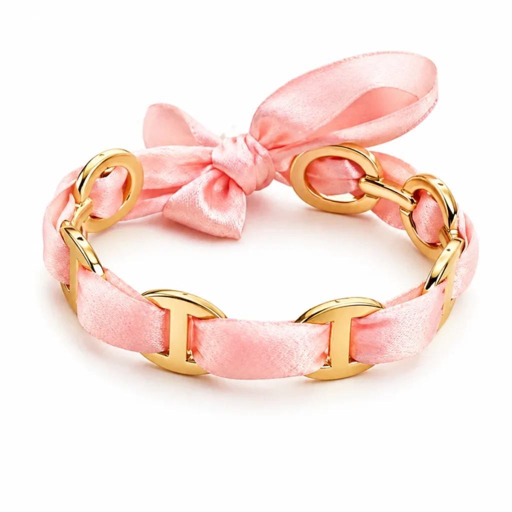 Maille Marine Ruban rose – Doré