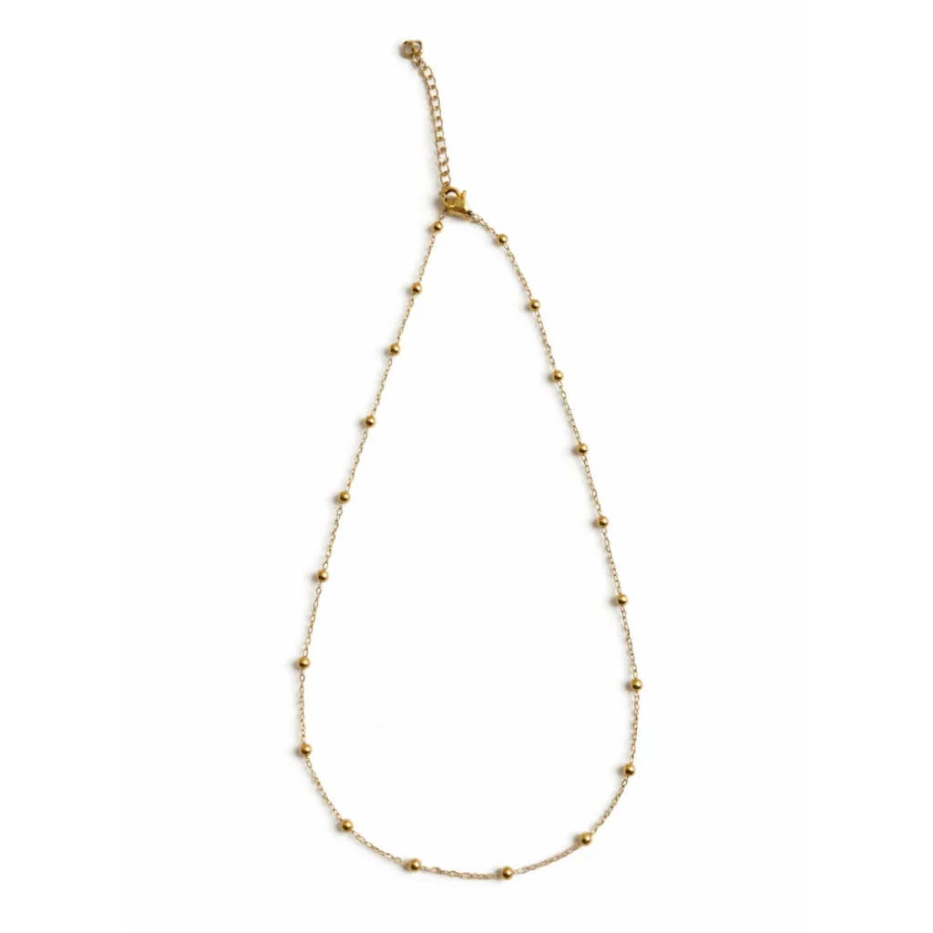 Collier Chapelet Billes Dorées