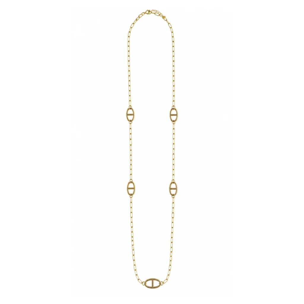 Collier Long Maille Marine 5 Maillons Chaîne Large Dorée Fine