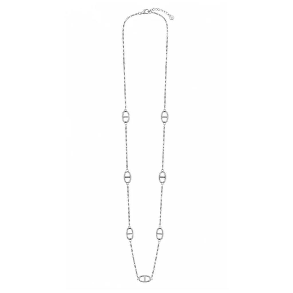 Collier Long Maille Marine 7 Maillons Chaîne Fine Argentée Fine