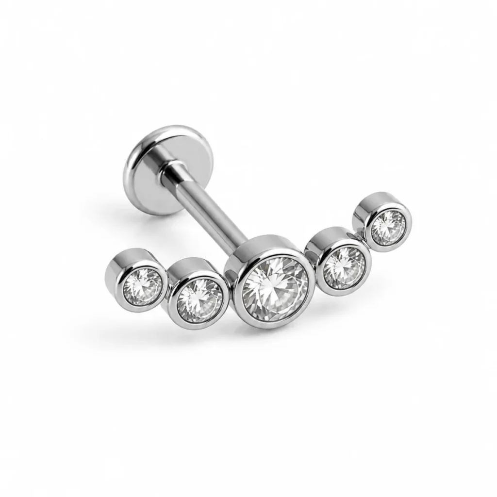 Piercing Labret 5 Strass Dégradé Argenté