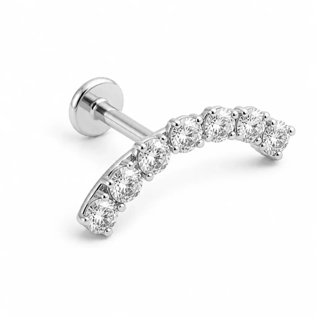 Piercing Labret Barre 7 Strass Argenté