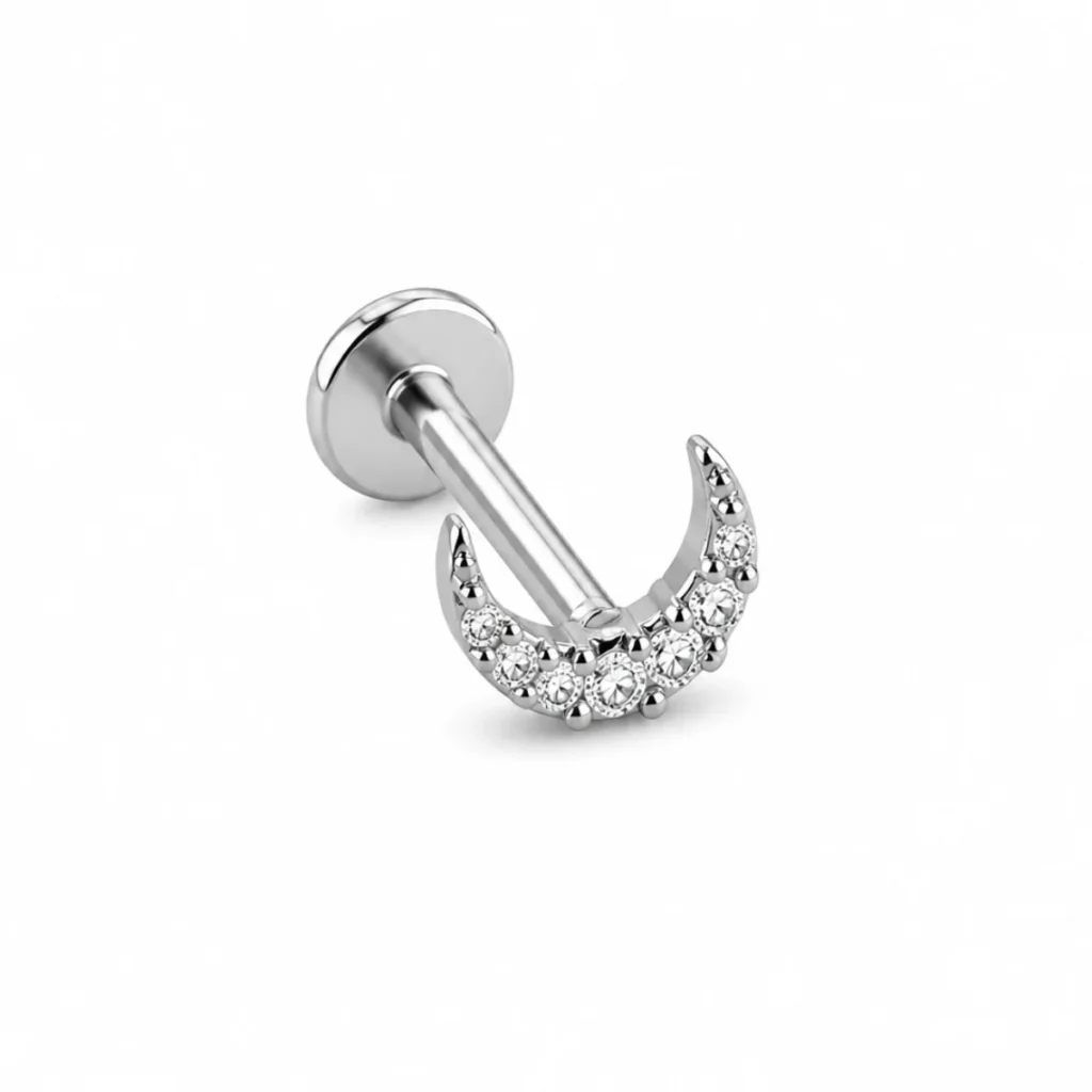 Piercing Labret Lune Strass Argenté