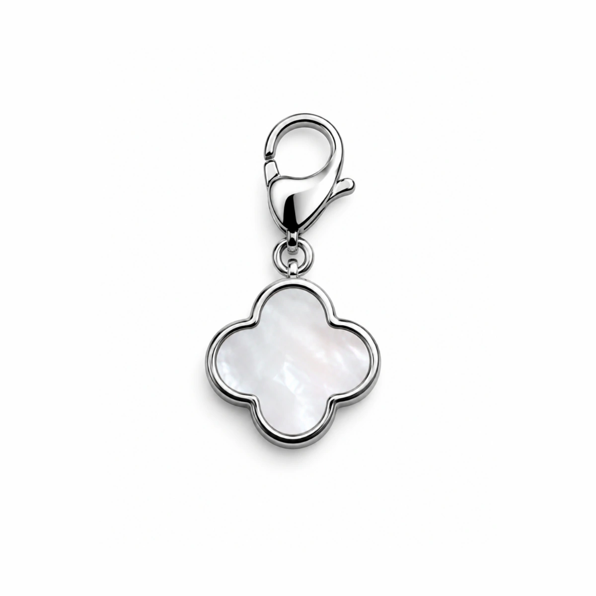 Charm – trèfle nacré argenté