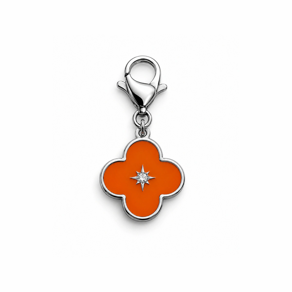Charm – trèfle orange argenté