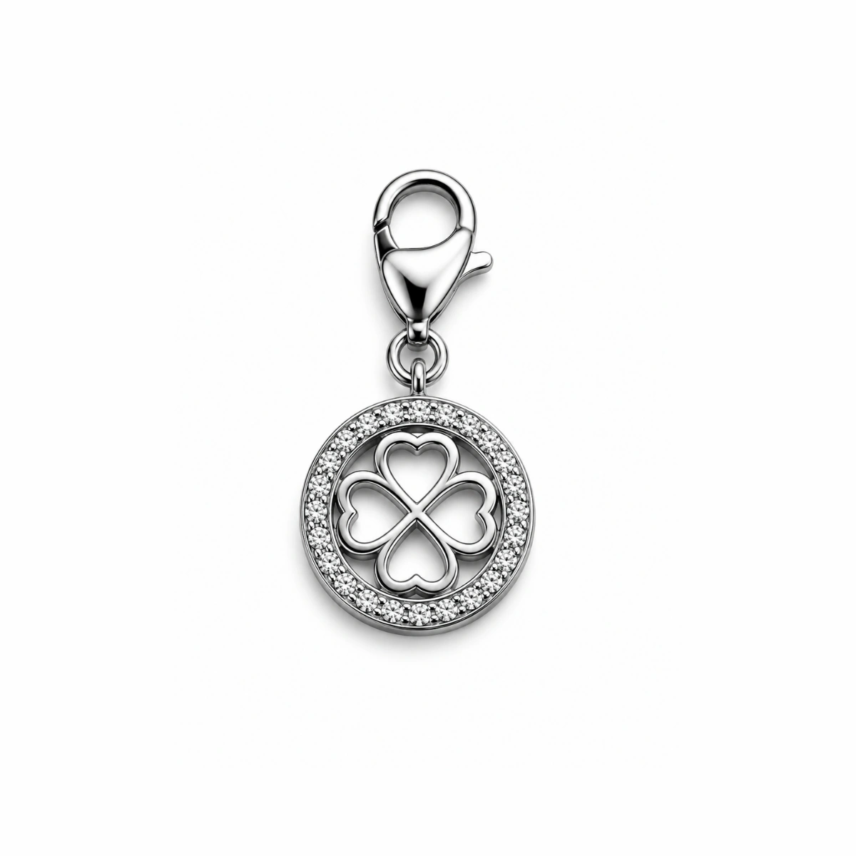 Charm – trèfle strass argenté