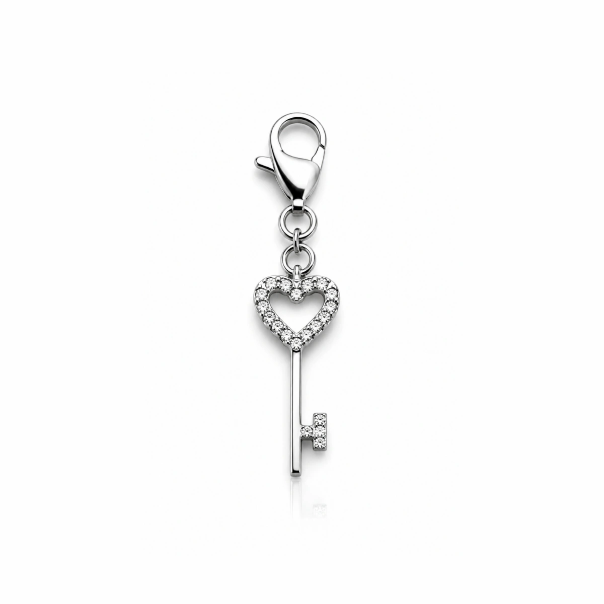 Charm – Clé Strass argentée
