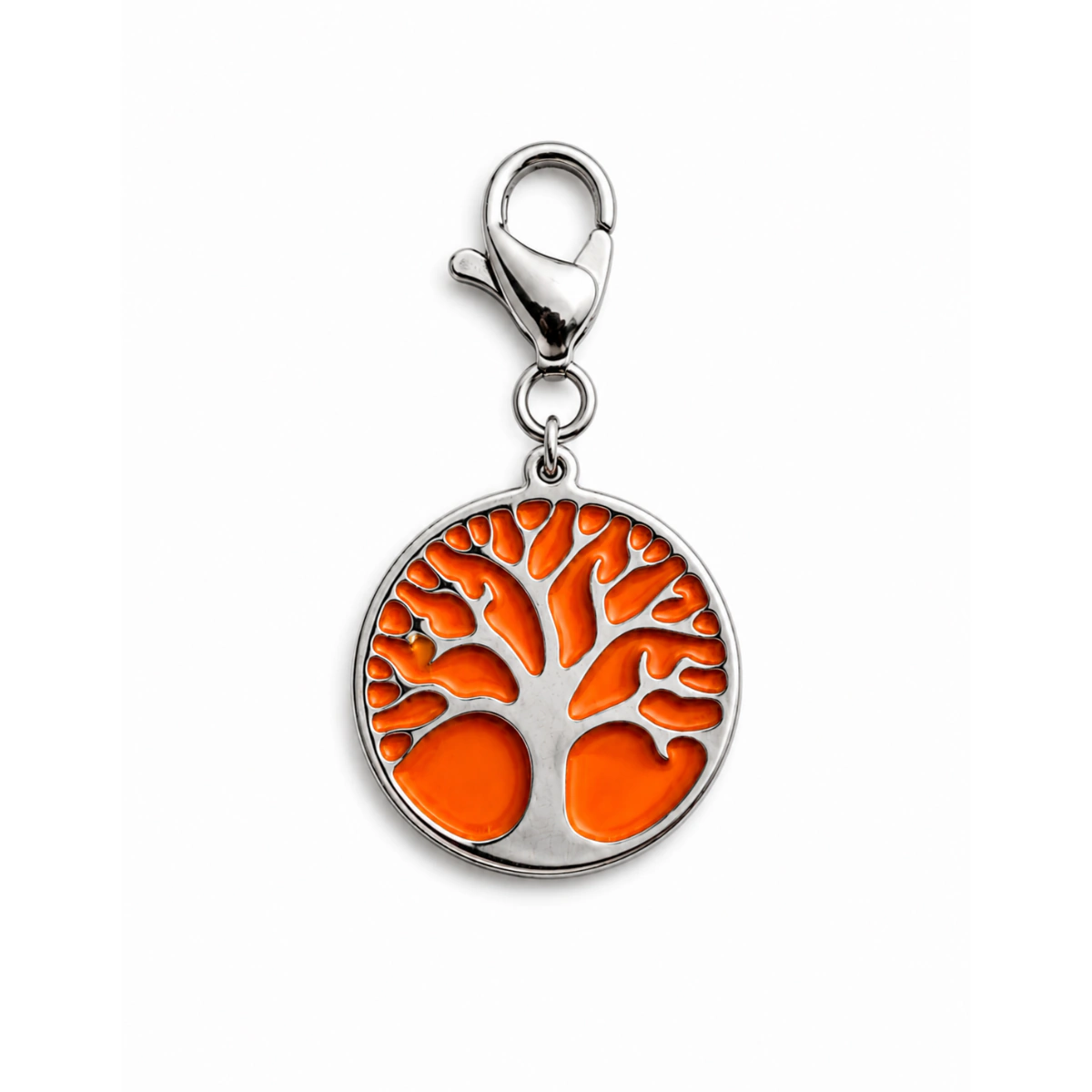 Charm – Arbre de Vie Argenté et Orange