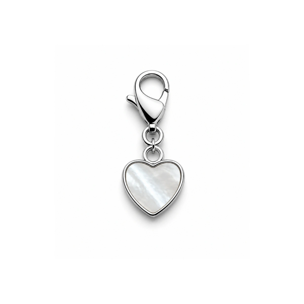 Charm – coeur nacré argenté
