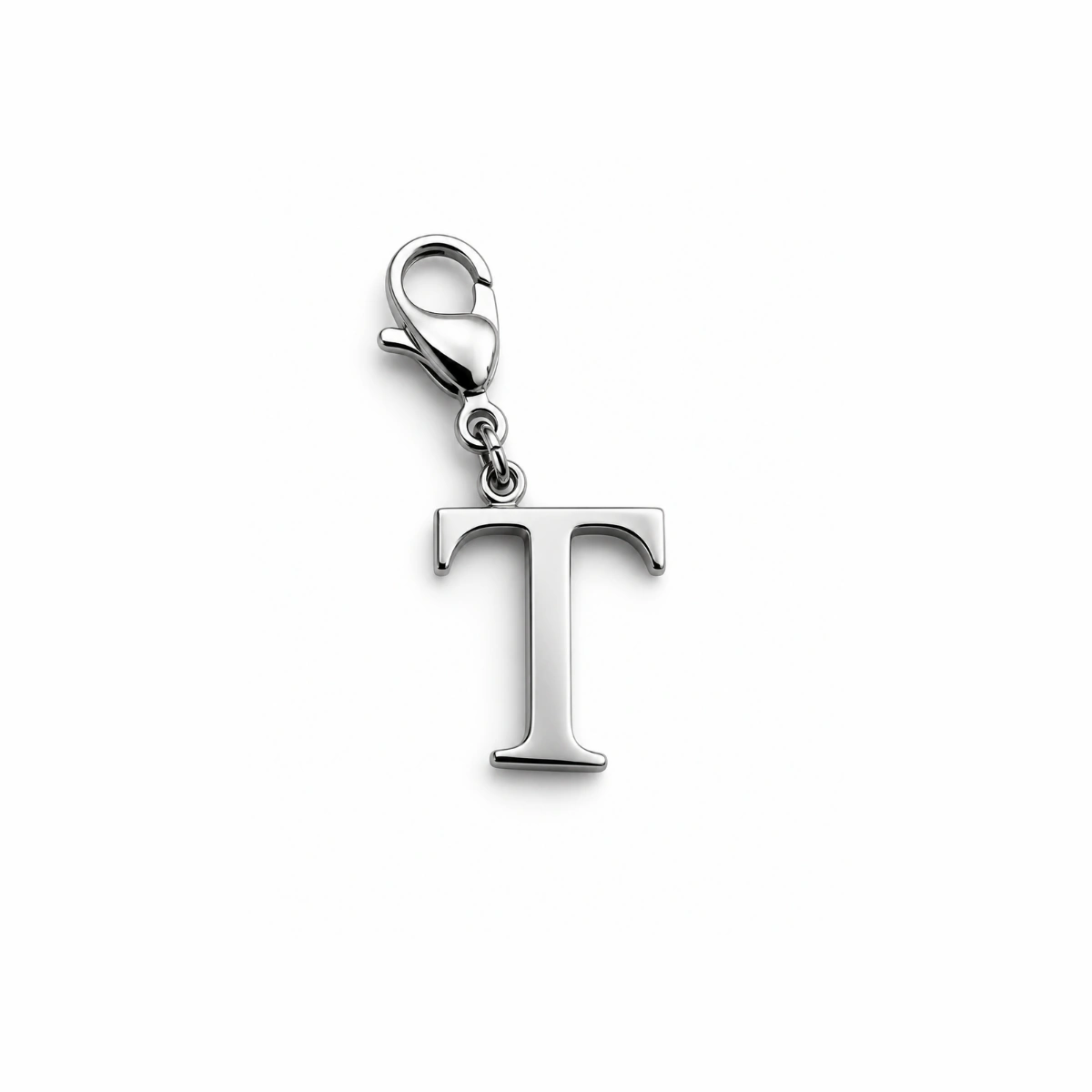 Charm – lettre T argentée