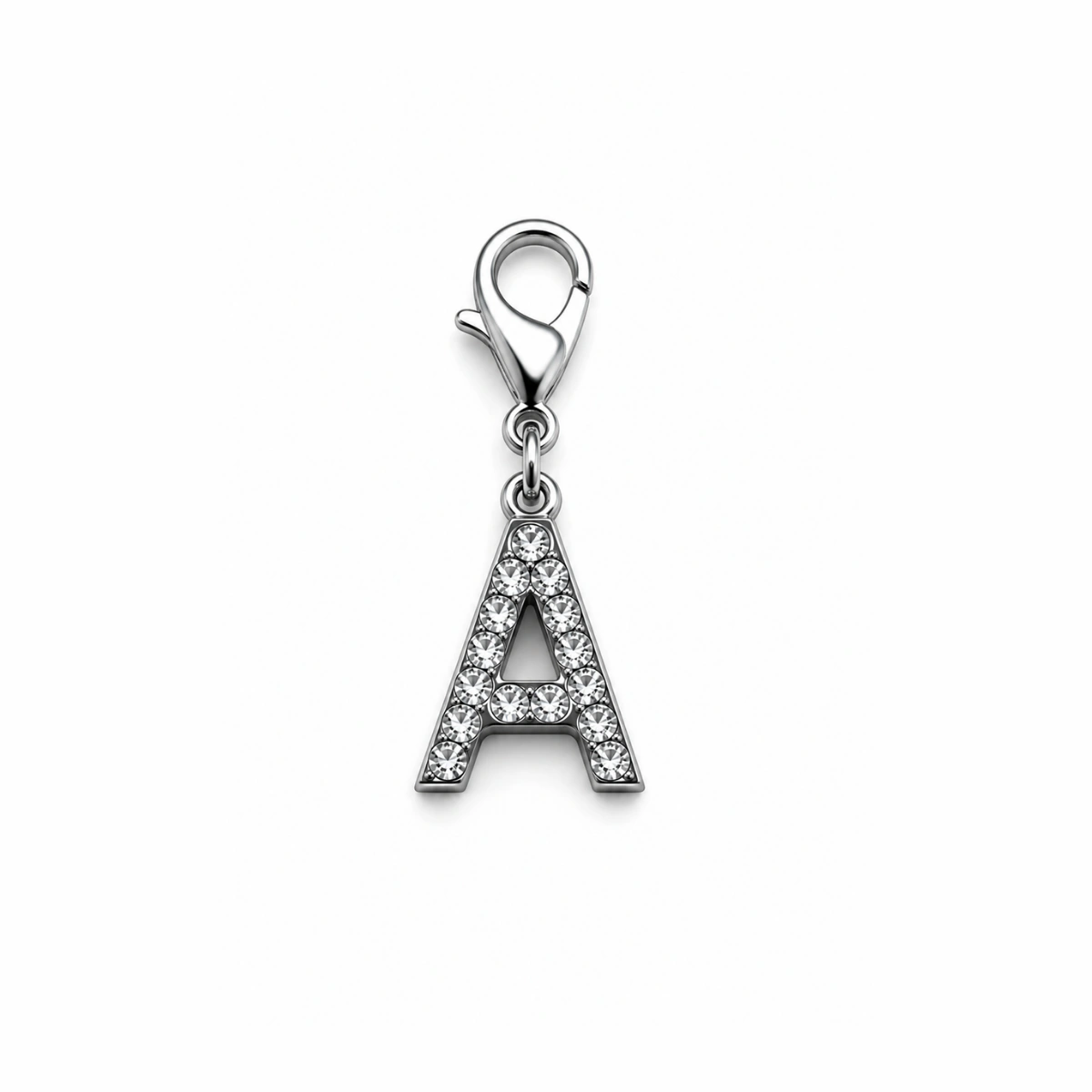 Charm – lettre A strass argentée