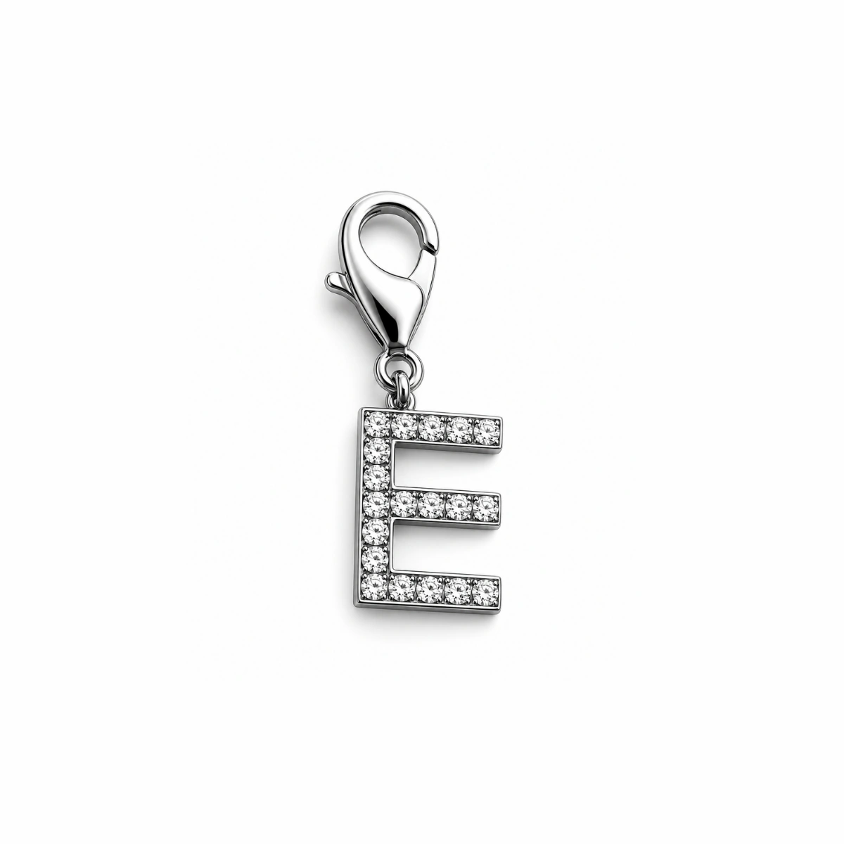 Charm – lettre E strass argentée