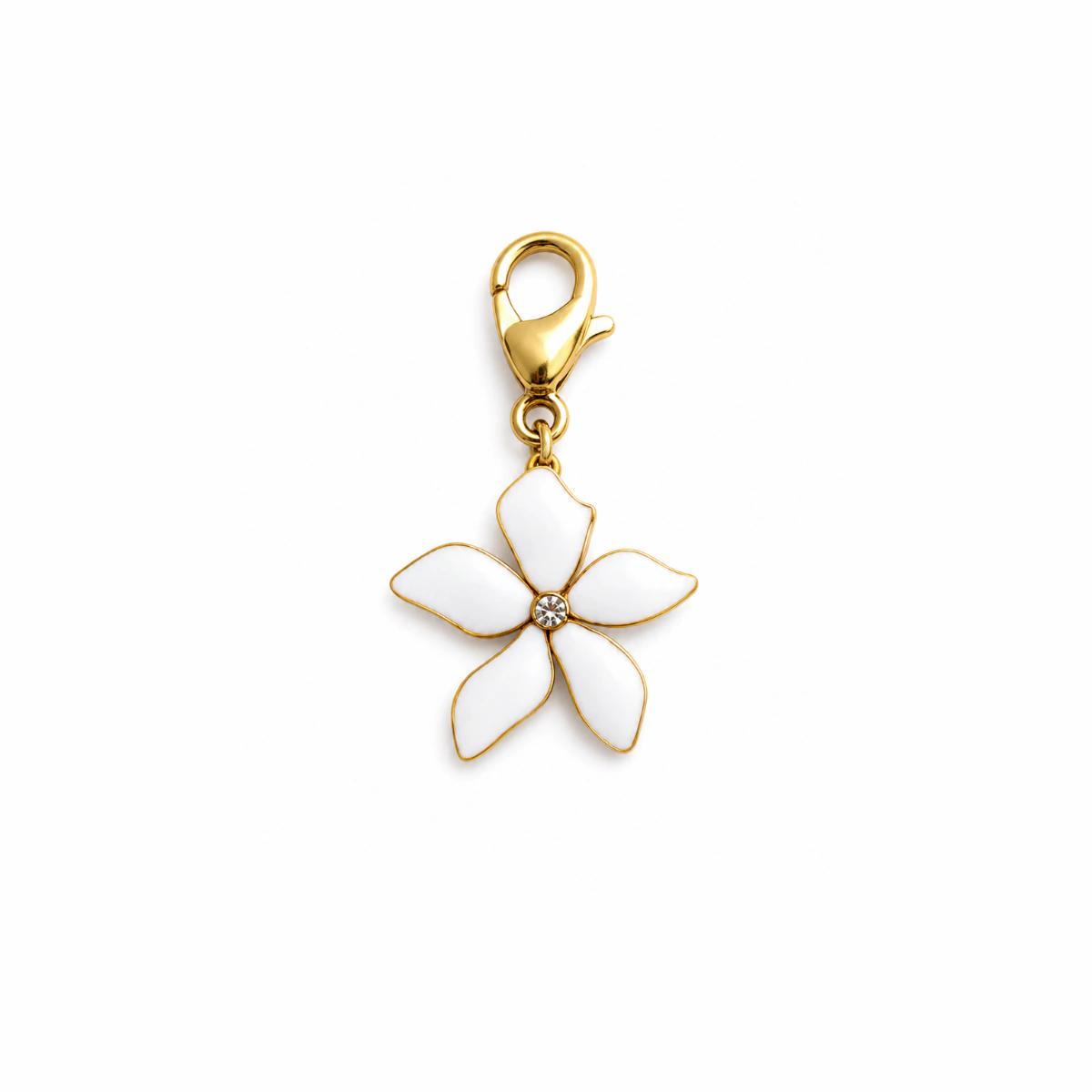 Charm – Fleur Nacrée Dorée + strass