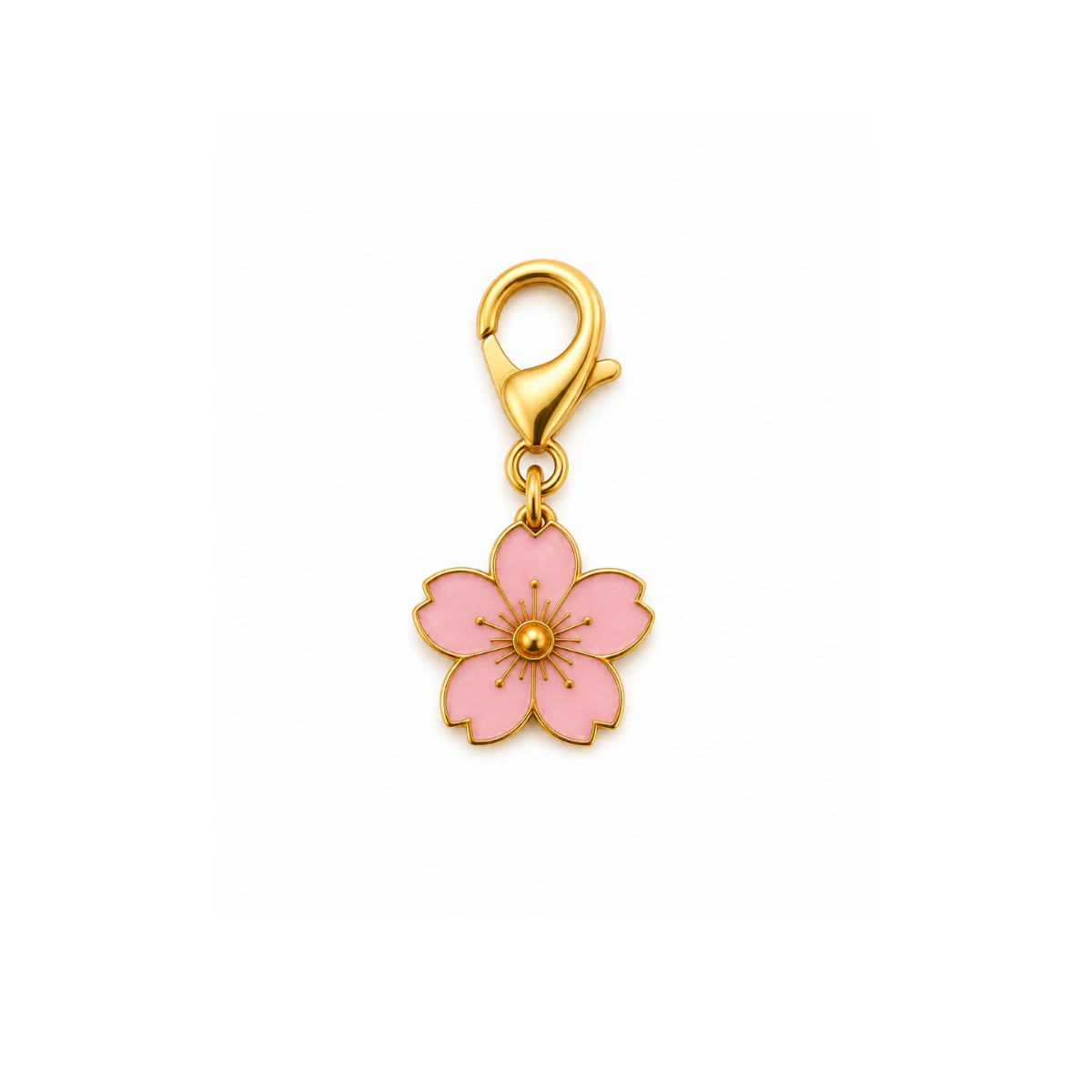 Charm – Fleur Rose Dorée avec détails