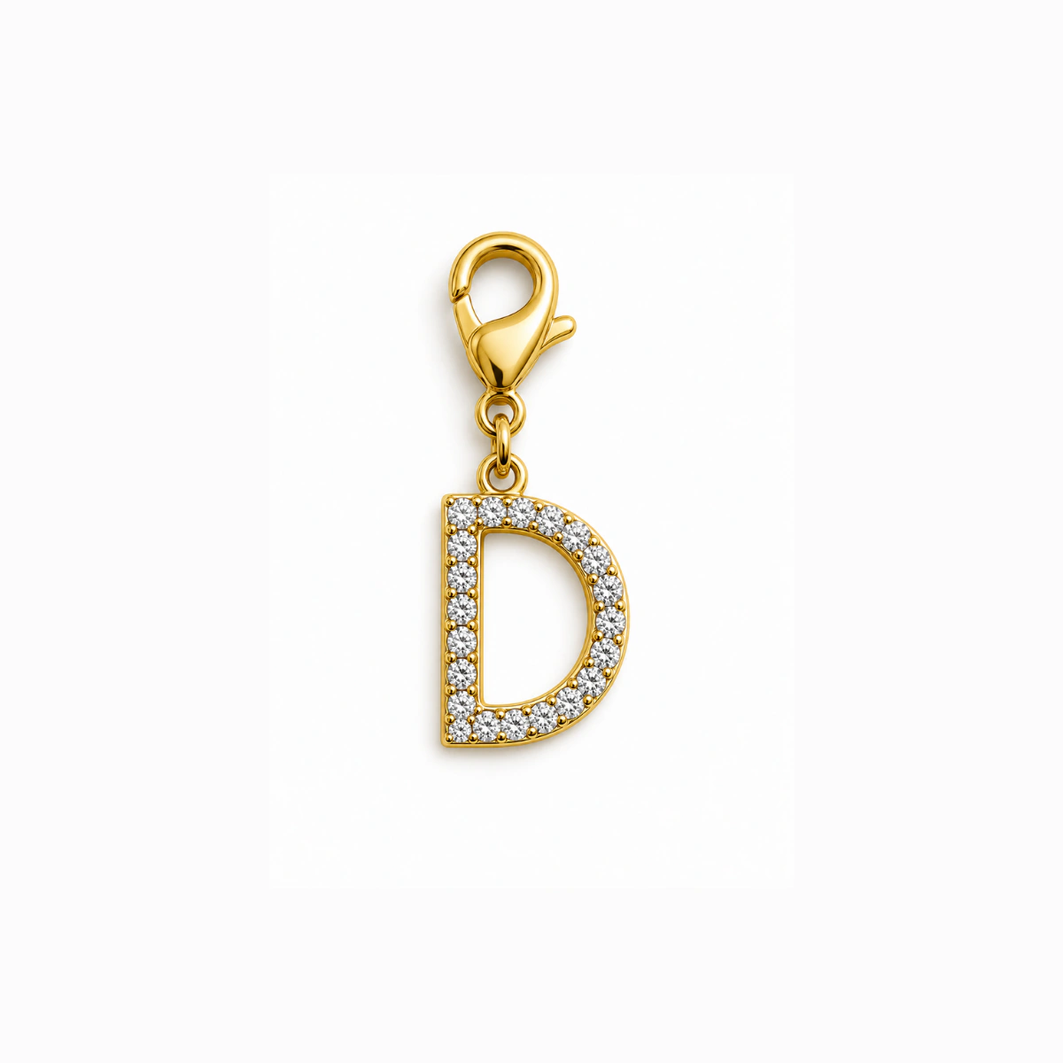 Charm – Lettre D strass dorée
