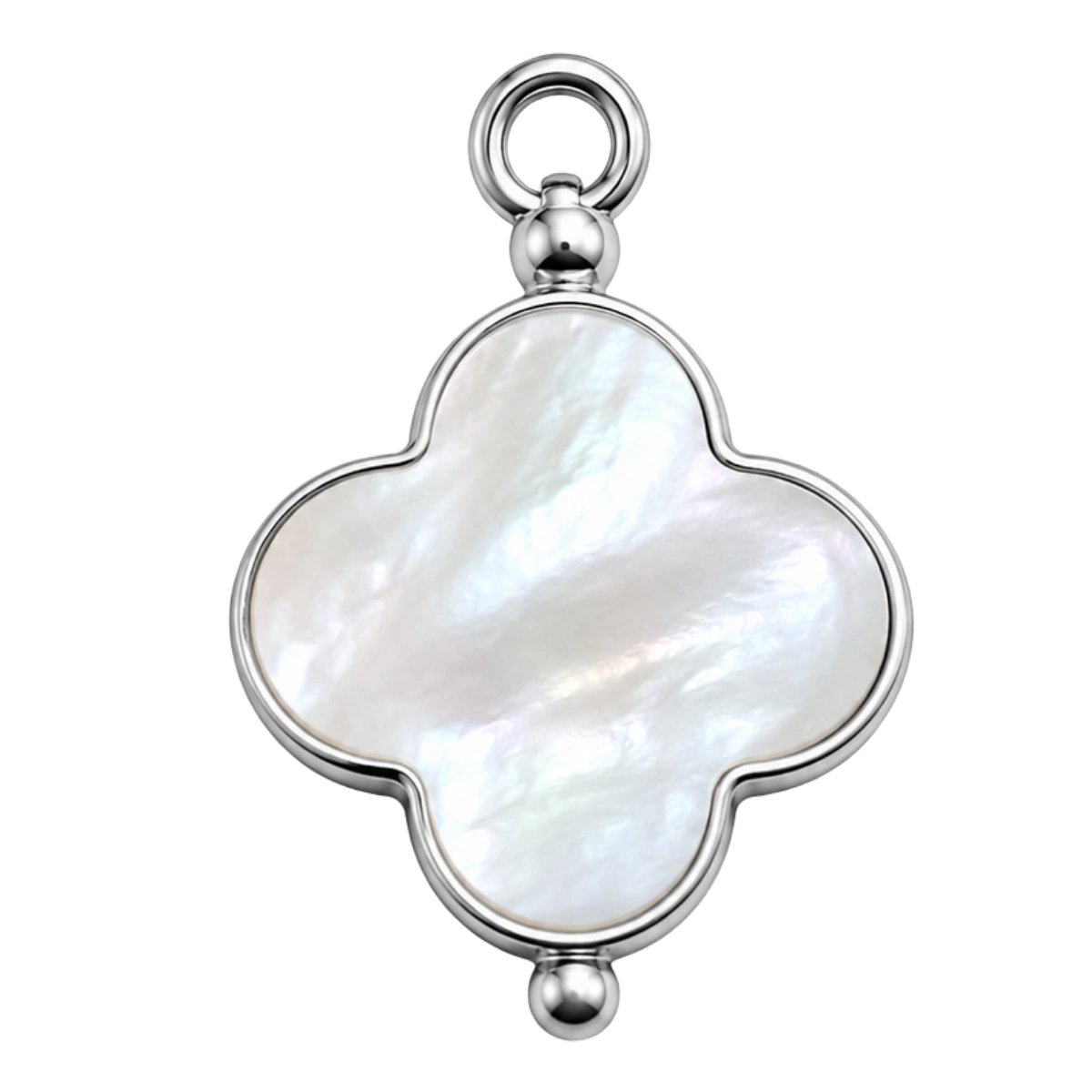 Charm – trèfle nacré (grand) argenté
