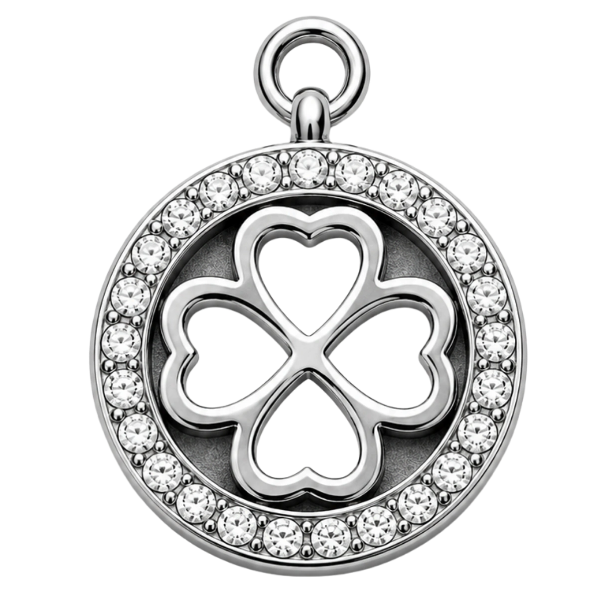 Charm – trèfle strass argenté