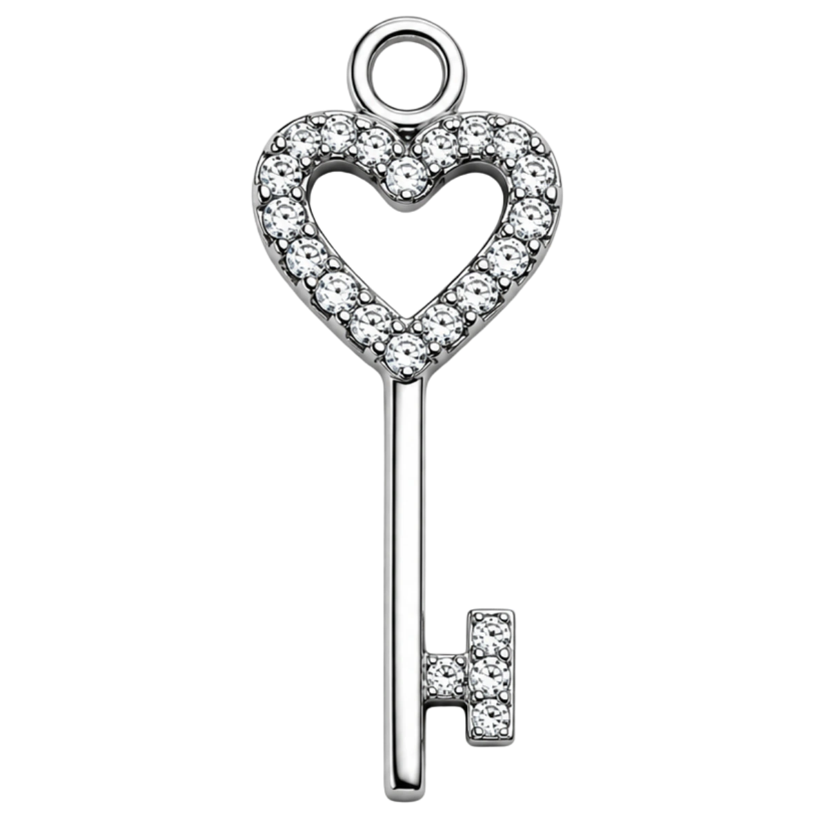 Charm – Clé Strass argentée