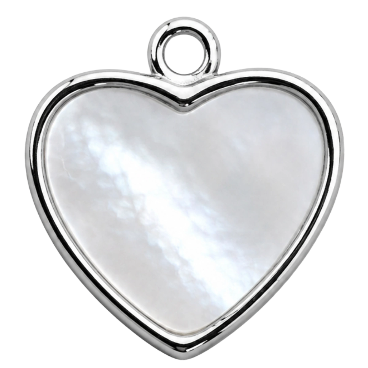Charm – coeur nacré argenté