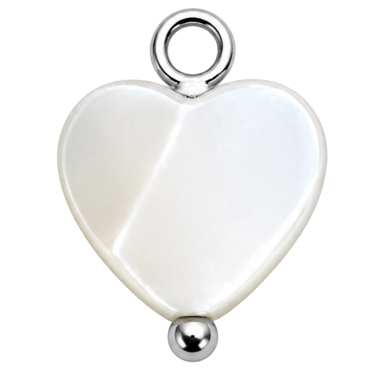 Charm – coeur nacré argenté (coeur plat)