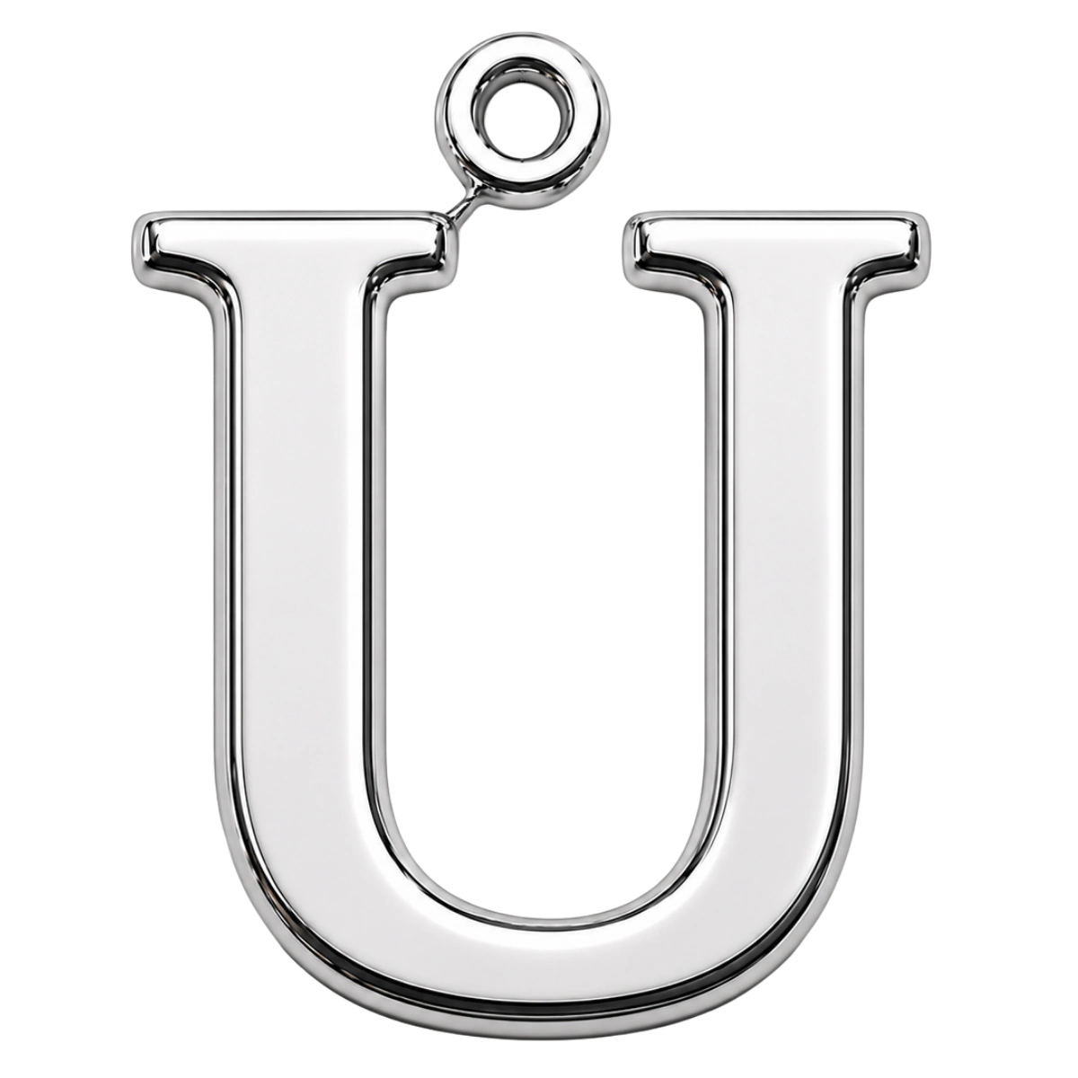 Charm – lettre U argentée