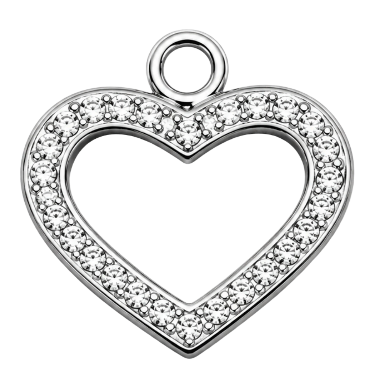 Charm – coeur strass argenté (ajouré)