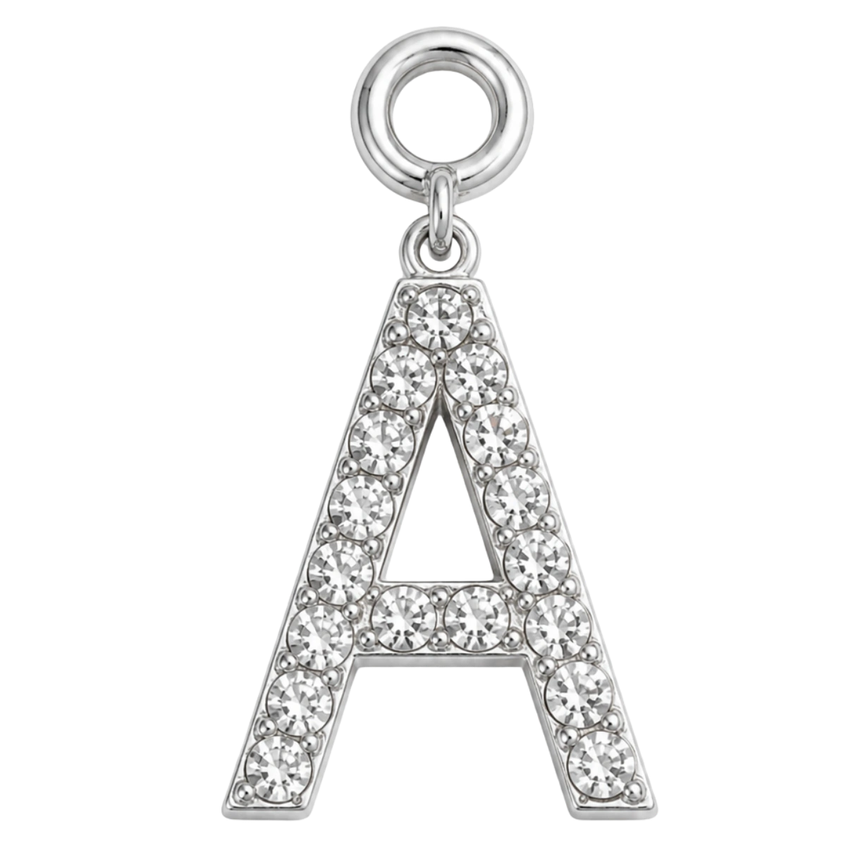Charm – lettre A strass argentée