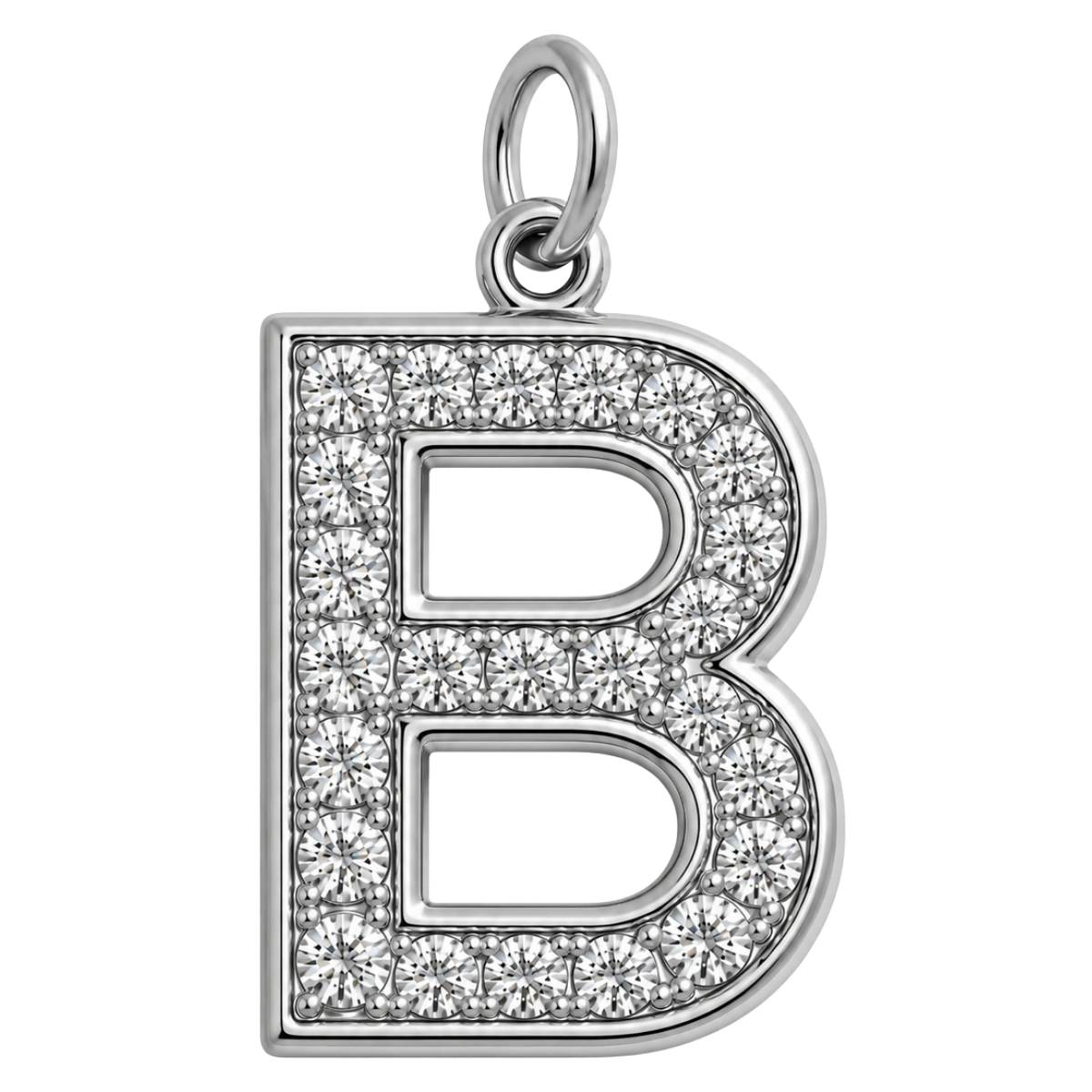 Charm – lettre B strass argentée