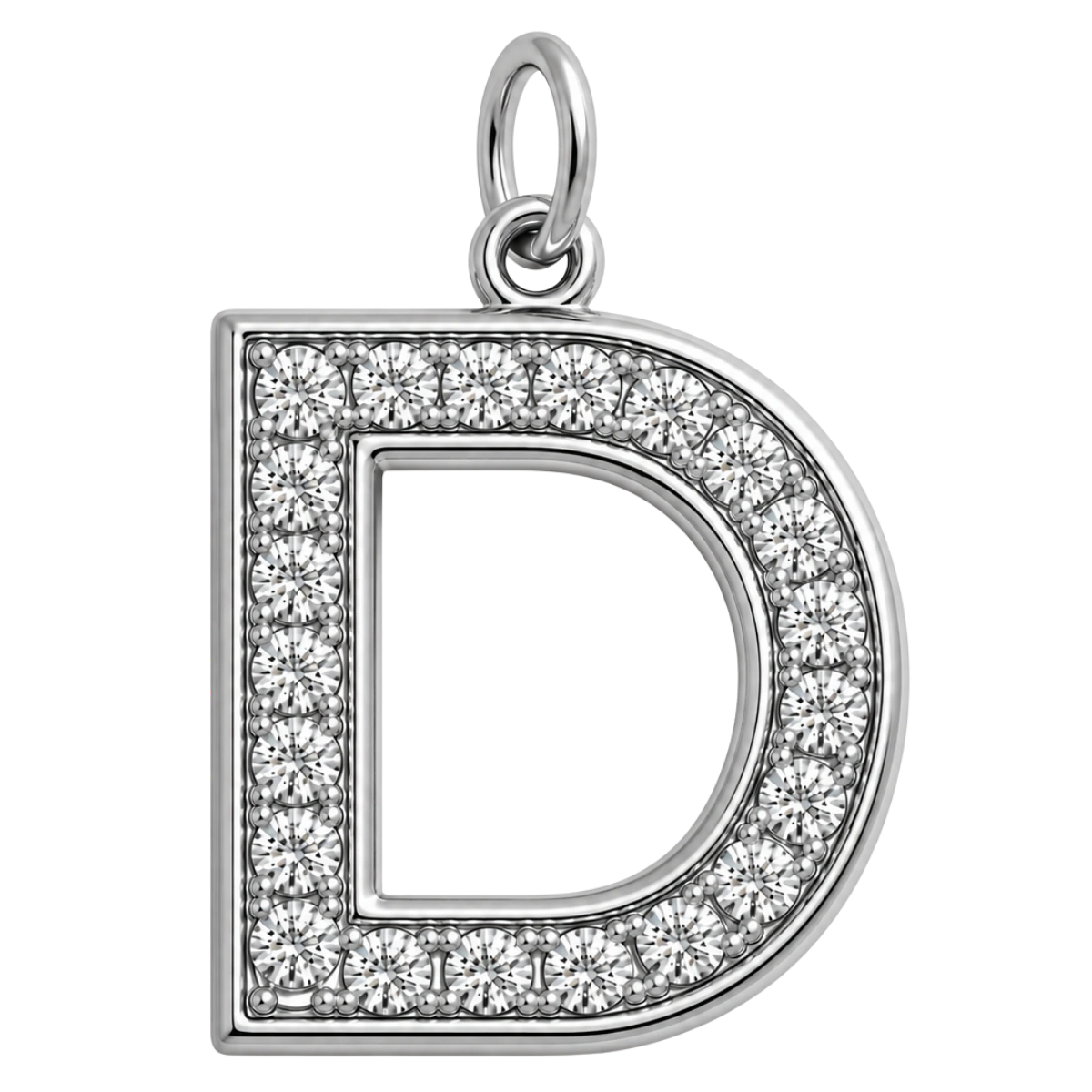 Charm – lettre D strass argentée