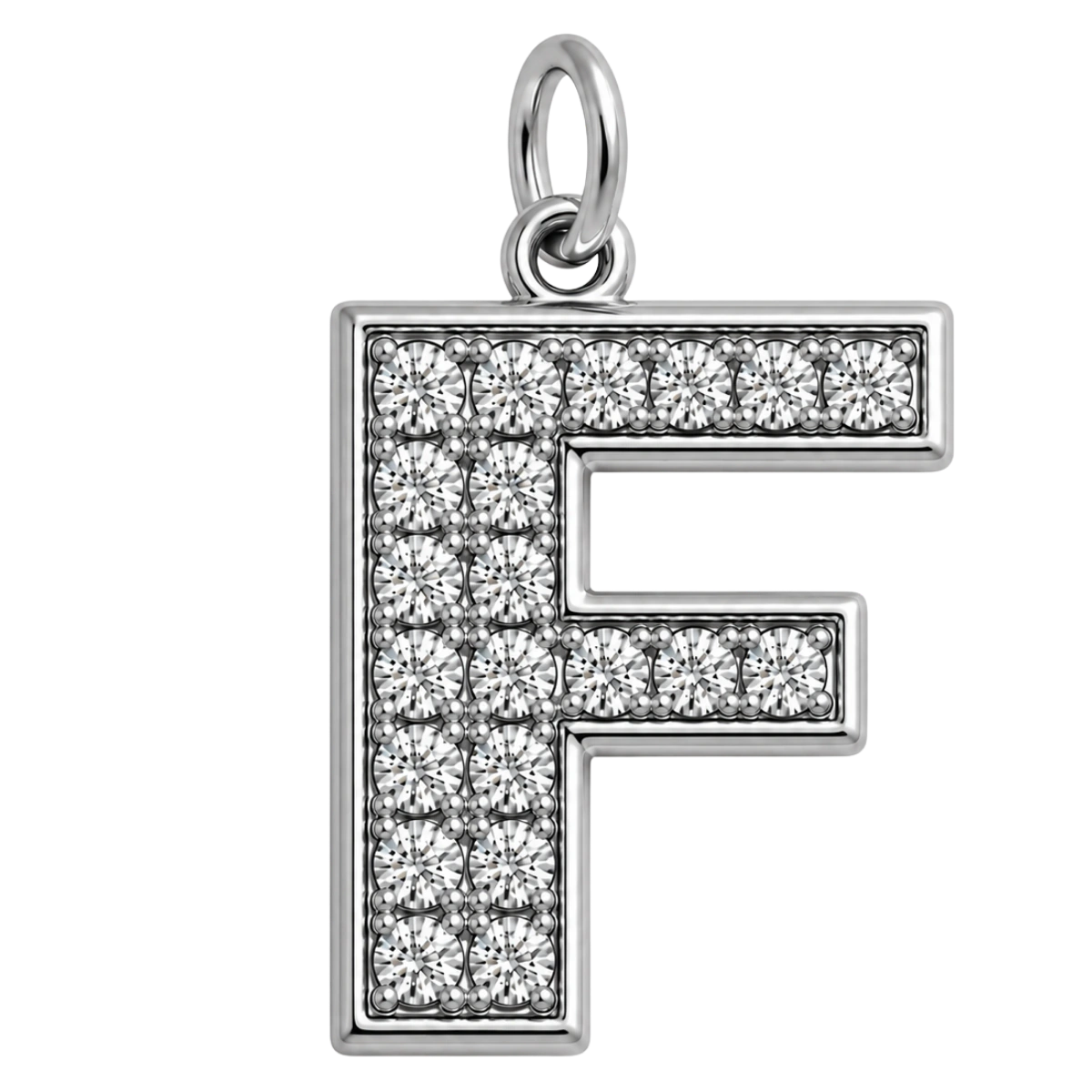 Charm – lettre F strass argentée
