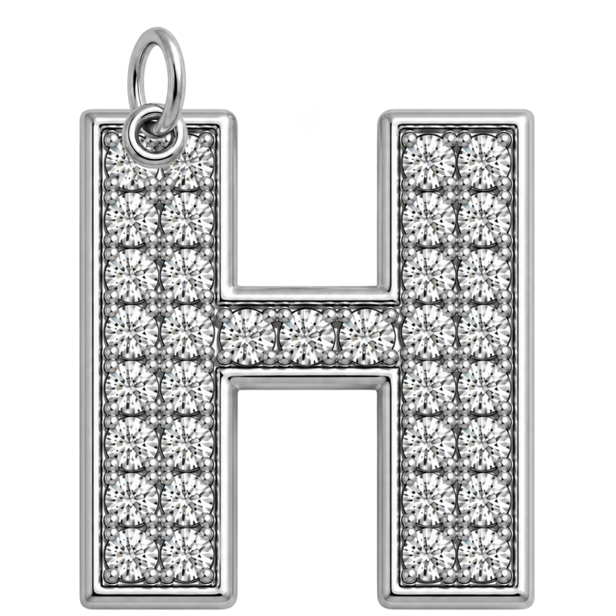 Charm – lettre H strass argentée