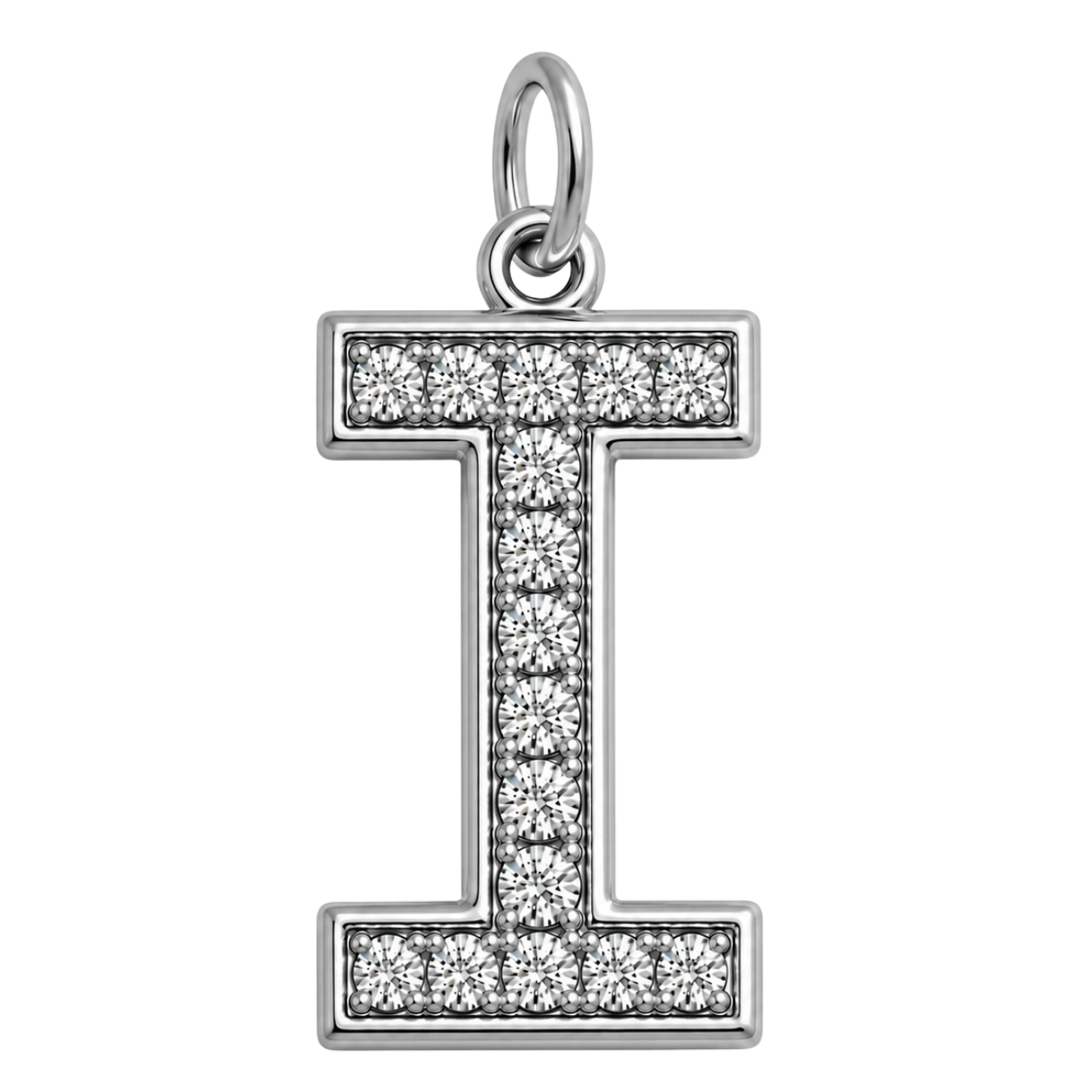 Charm – lettre I strass argentée