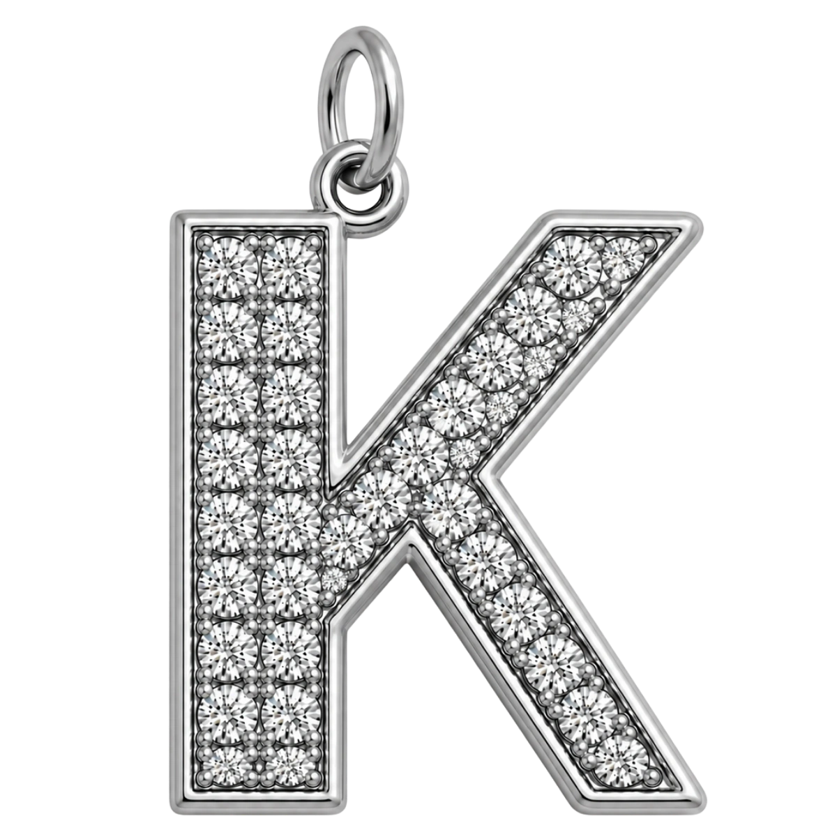 Charm – lettre K strass argentée