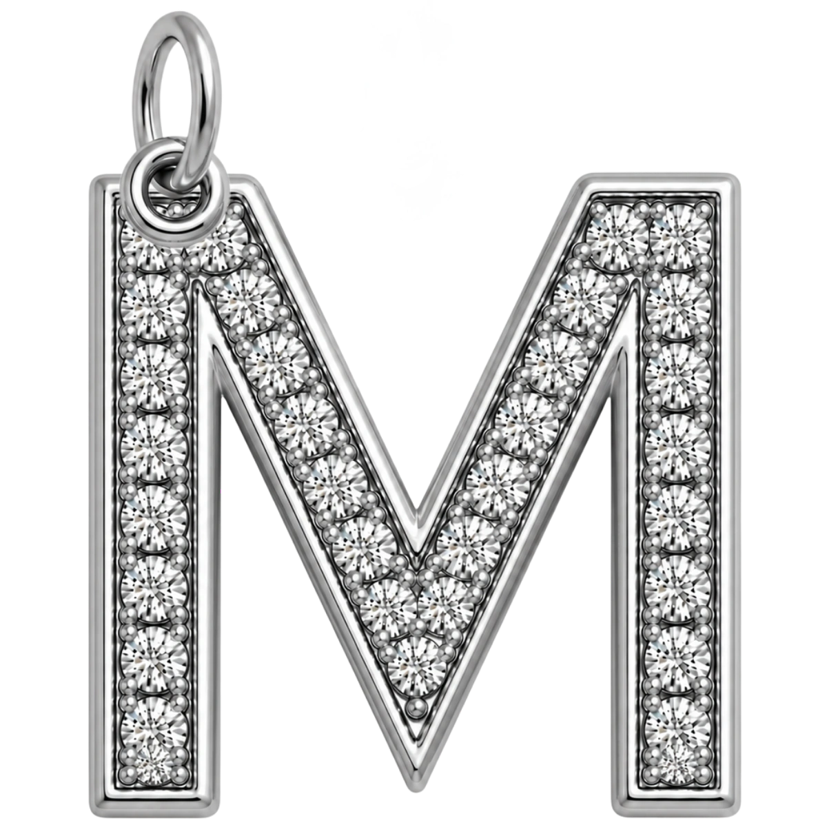 Charm – lettre M strass argentée