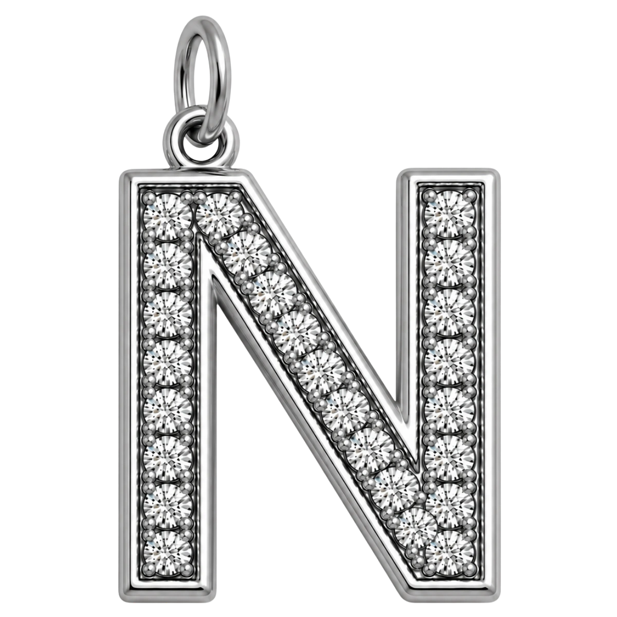 Charm – lettre N strass argentée